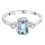 14k White Gold Aquamarine Diamond Three Stone Ring Size 7 For Sale