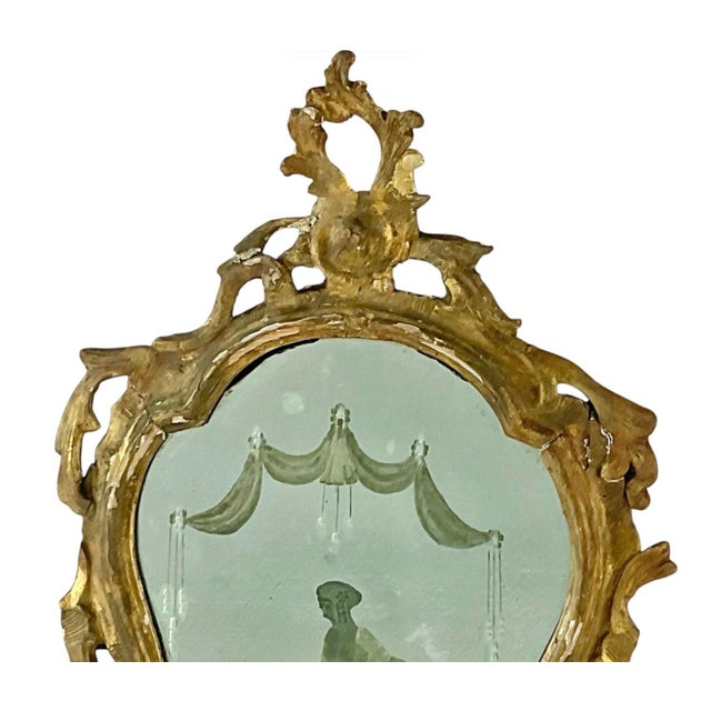 Wood Pair of 18th Century Venetian Giltwood Rococo Etched Glass Mirrors For Sale - Image 7 of 13