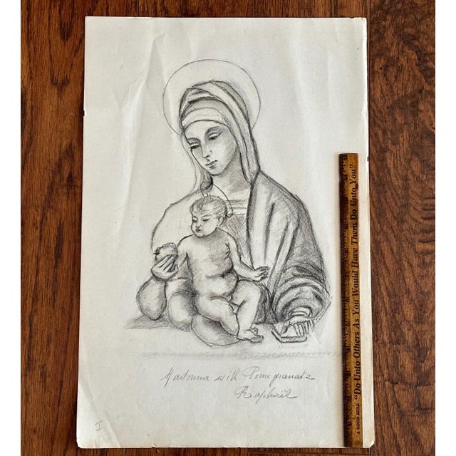 Paper Mid 20th Century Old Master Art Drawings: Raphael, Leonardo, Rubens (Set of 5) - Unknown Artist For Sale - Image 7 of 8