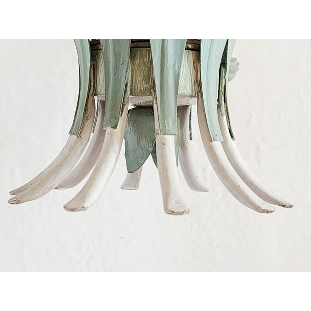Vintage Italian Tole Painted Floral Chandelier For Sale - Image 11 of 12