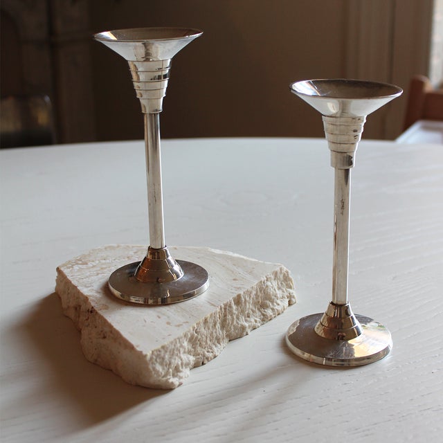Art Deco Aluminum Candlesticks, 1970s, Set of 2 For Sale - Image 4 of 4