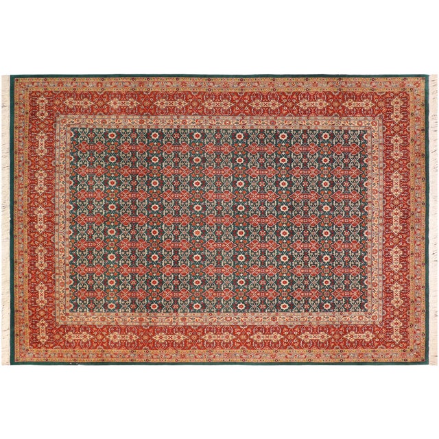 Green Shabby Chic 1990's Pak-Persian Green/Rust Wool Rug - 8'2'' X 10'3'' For Sale - Image 8 of 9