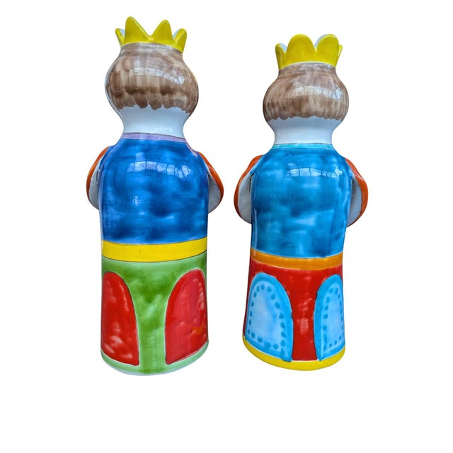 1980s 1980s Desimone Italian Ceramic King and Queen Candle Holders For Sale - Image 5 of 8