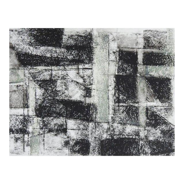 Contemporary Black and Sage Abstract Painting For Sale