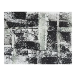Contemporary Black and Sage Abstract Painting