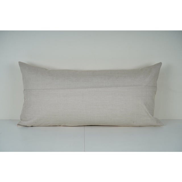 1990s Hand Embroidered Suzani Lumbar Pillow – Deer & Pomegranate, 18'' X 34'' For Sale - Image 5 of 5