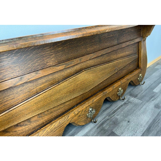 French Oak Coat Rack with Five Hooks For Sale - Image 5 of 9