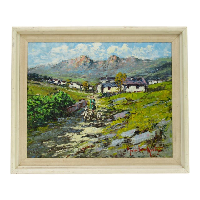 Vintage C.1940's-50's Italian Sicilian Signed Artist Imressionist Landscape Oil Painting For Sale