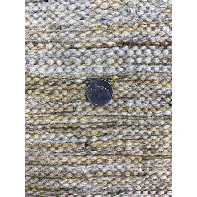 Textile 10 X 15 Handcrafted Geometric Swedish-Style Wool Rug in Yellow and Ivory For Sale - Image 7 of 10