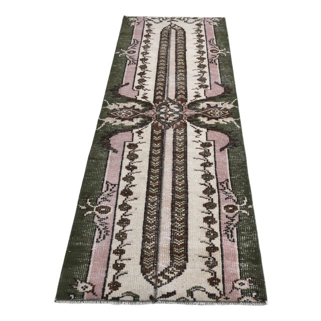 Vintage Runner Rug in Wool and Cotton For Sale