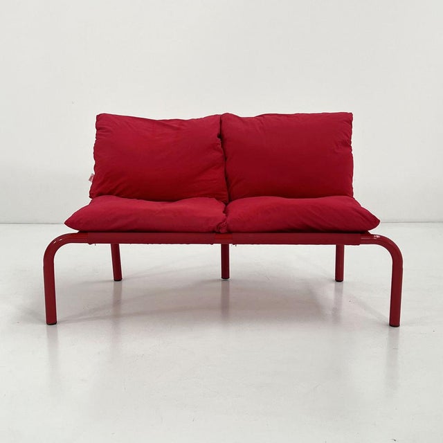 Red 2-Seater Sofa in Metal and Fabric from Thalia & Co, 1980s For Sale - Image 12 of 12