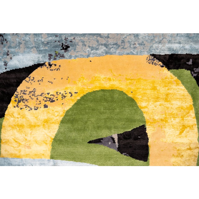 Hand -knotted rug in India, with Tibetan node 100 line (i.e. 100 knots in a thumb painting), wool fleece and bamboo silk,...