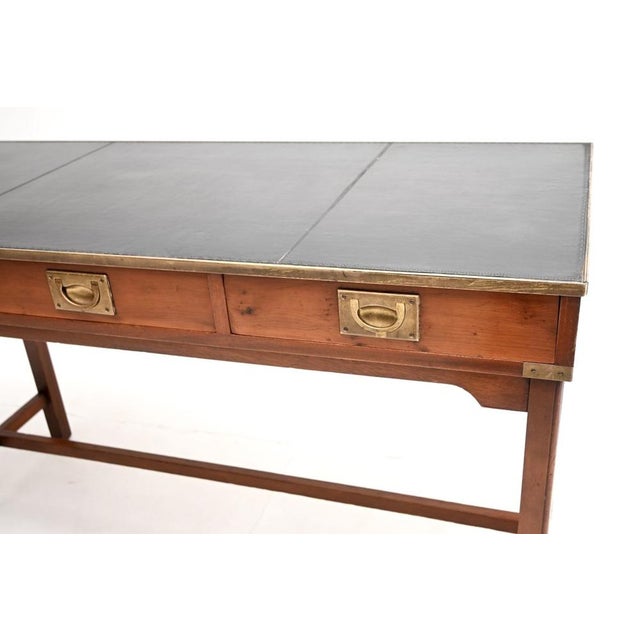 Vintage Military Campaign Desk in Yew Wood, 1950s For Sale - Image 9 of 11