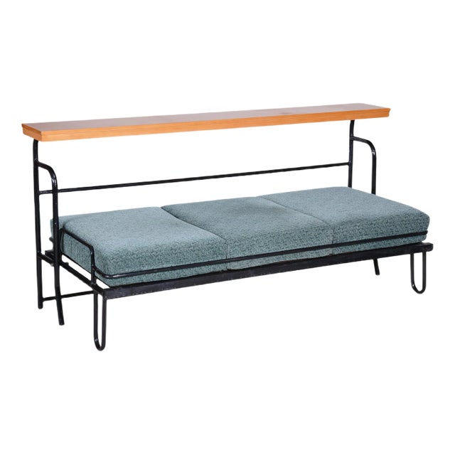 Bauhaus Brown & Blue Sofa, Czechia, 1930s For Sale