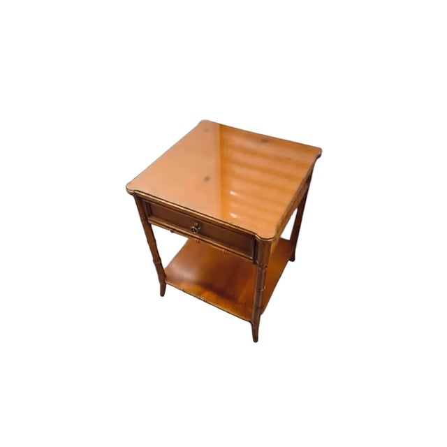 Brown 1970s Pair of Vintage Faux Bamboo Chinoiserie Nightstands by Baker Furniture For Sale - Image 8 of 9