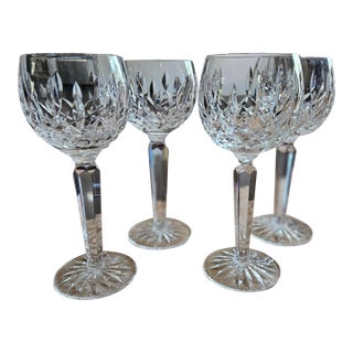 Mid 20th Century Waterford Crystal Lismore Hock Wine Glasses. Set of 4 For Sale