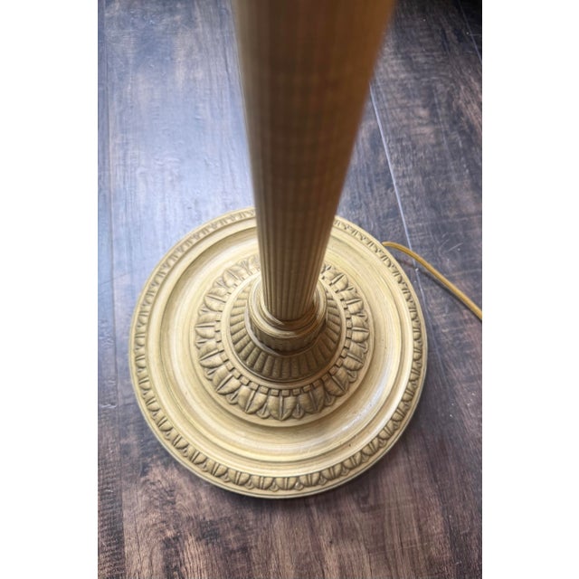 Metal 1990s Traditional Bronze Torchiere Floor Lamp With Etched Frosted Glass Shade & 3-Way Switch For Sale - Image 7 of 7