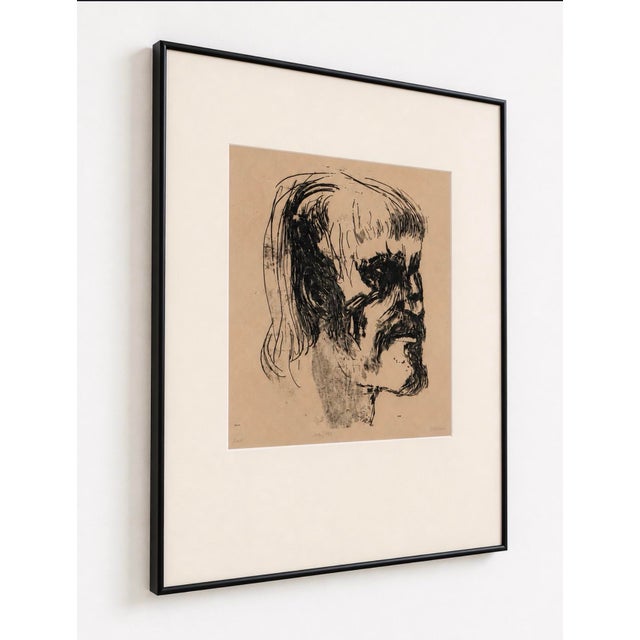 Really strong portrait etching by Leonard Baskin — one of those pieces that just pulls you in. The line work is loose and...