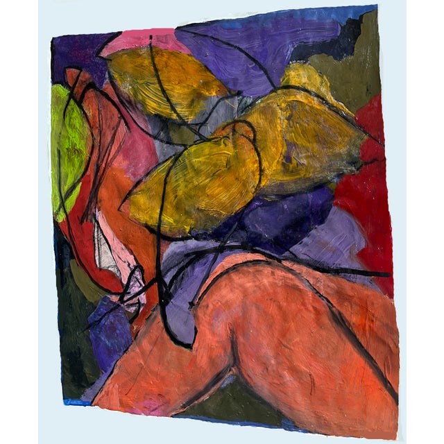 Contemporary Beautiful Abstract Painting + Charcoal on Paper - Unusual Color - Legs + Lyrical Shapes For Sale - Image 3 of 4