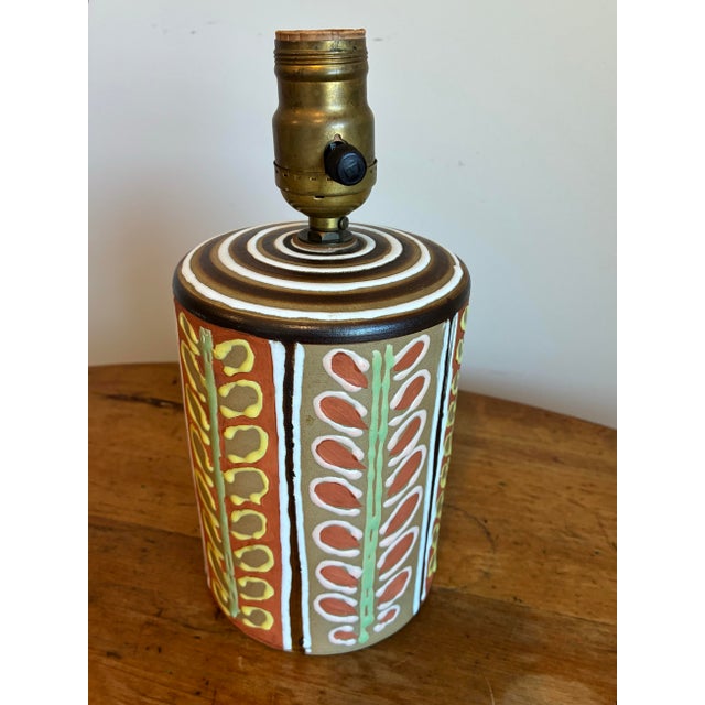 Brown Mid-Century Modern Brutalist Studio Stoneware Pottery Table Lamp Scandinavian 1970’s For Sale - Image 8 of 11