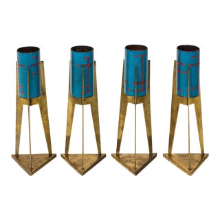 Set of Four Italian Enamel Votives For Sale