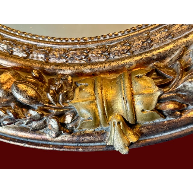 1990s Large Round Gold Gilt Wall Mirror Ornate Florentine Regency 31''-Vintage-Baroque For Sale - Image 5 of 8