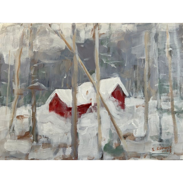 A snow-scape in the heart of Vermont. Loose brushwork and a limited palette add to the changing of the season, fall to...