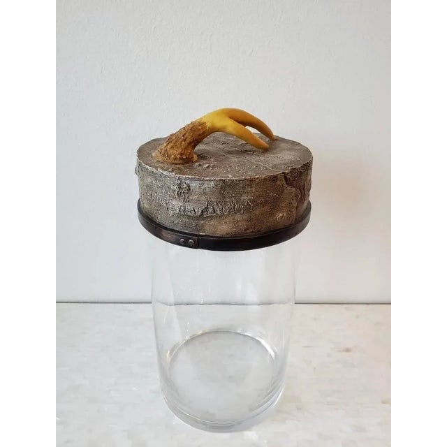 Rustic Monumental Faux Deer Antler Hurricane Jar For Sale - Image 3 of 11