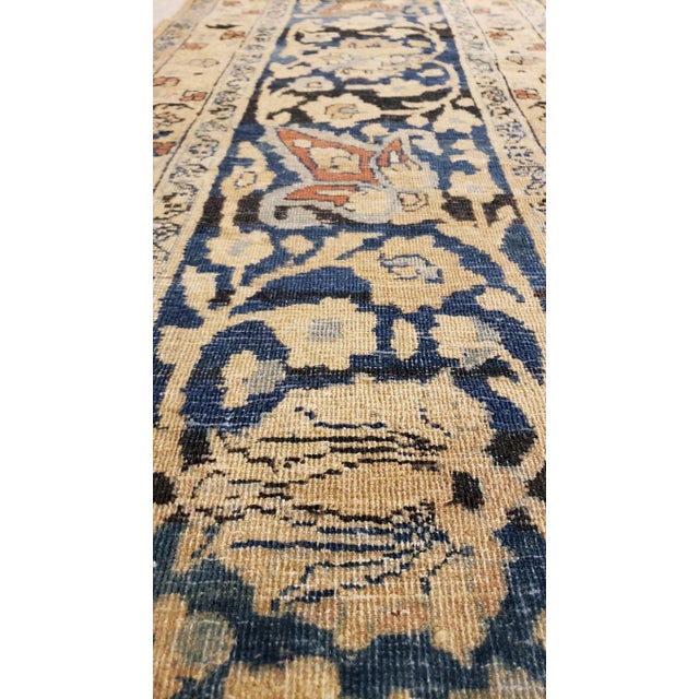Antique Tabriz Fine Carpet, Handmade Persian Rug in Blue, Taupe, Soft Caramel For Sale - Image 12 of 13