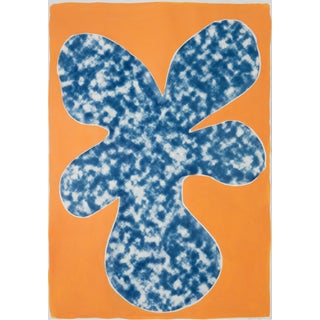 2020 Kind of Cyan Mixed Media Artwork of Orange Tropical Tree Cutout For Sale