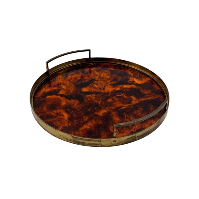 Hollywood Regency Round Tray, Italy, 1970s For Sale - Image 11 of 18