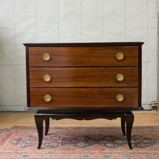 Rosewood Chest Of Drawers With Black Mirrored Top Chairish