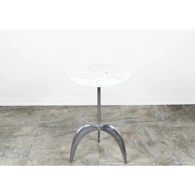 1980s Sculptural Metal Side Table Table With Quartzite Top For Sale - Image 5 of 5