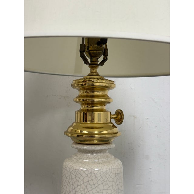 Regency Crackle Column Table Lamps, Pair For Sale - Image 10 of 12