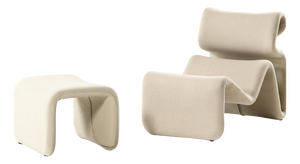 Set of Etcetera Lounge Chair in Steel and Wool with Ottoman by Jan Ekselius, 1960s
