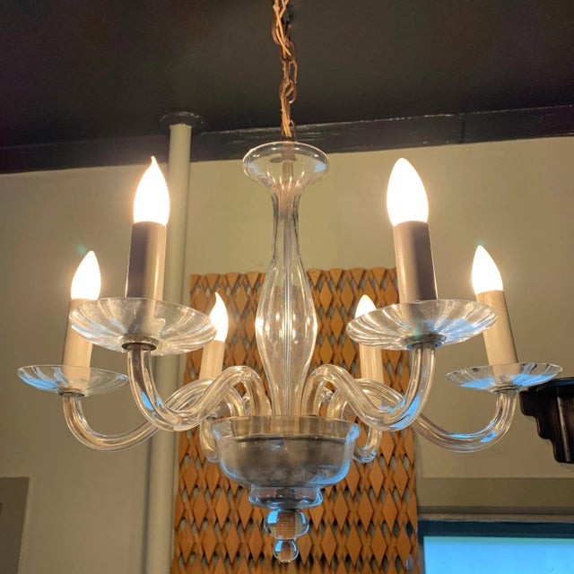 Transparent Midcentury Clear Murano Art Glass Chandelier For Sale - Image 8 of 11