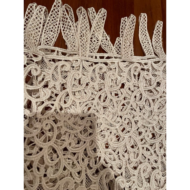 Vintage 1950s European Embroidered Lace Chiffon Curtain Panels Set of Six For Sale - Image 4 of 12