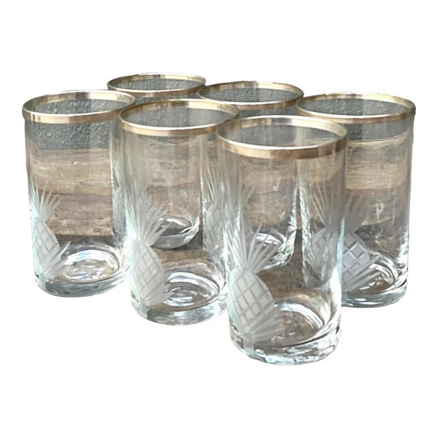 Vintage Etched Pineapple Glasses - Set of 6 For Sale