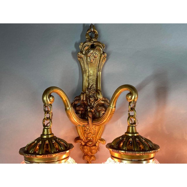 1980s French Louis XVI Gold Bronze Crystal Wall Lamps /Sconces-Pair For Sale - Image 4 of 15