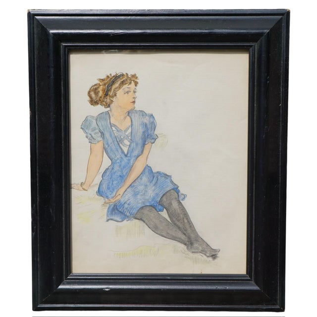 Brown Group of 4 w.c. Vincent Watercolor Portraits For Sale - Image 8 of 14