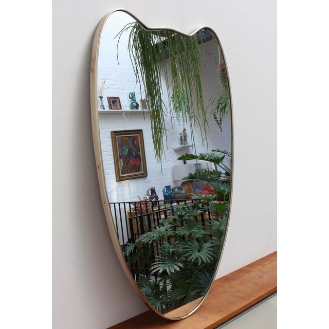 Vintage Italian Wall Mirror with Brass Frame, 1950s For Sale - Image 3 of 15