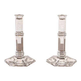 Tiffany & Co. Clear Crystal Candlesticks, Pair For Sale