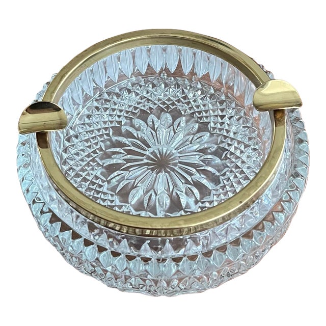 Mid-Century French Cut Crystal Ashtray For Sale