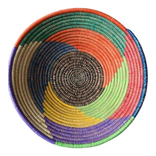African Coiled Straw Basket For Sale