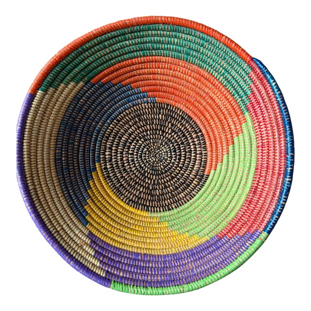 African Coiled Straw Basket For Sale