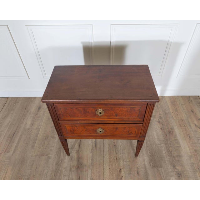 Small Italian Walnut Chest of Drawers with Two Drawers, Late 18th–Early 19th Cen For Sale - Image 4 of 8