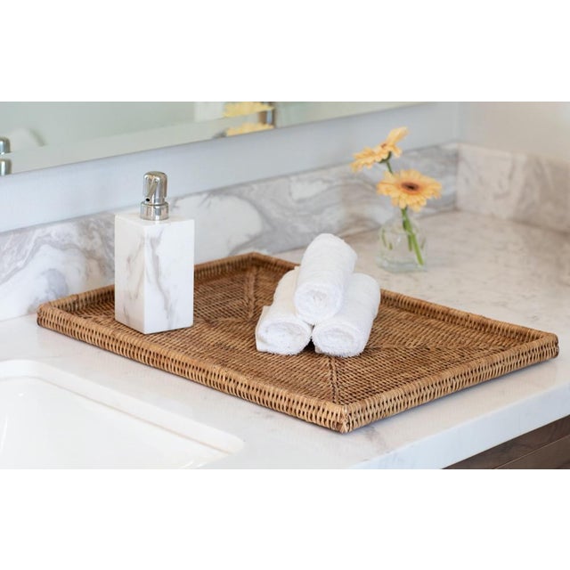 Artifacts Rattan Rectangular Flat Tray in Honey Brown - 19" For Sale In Houston - Image 6 of 9