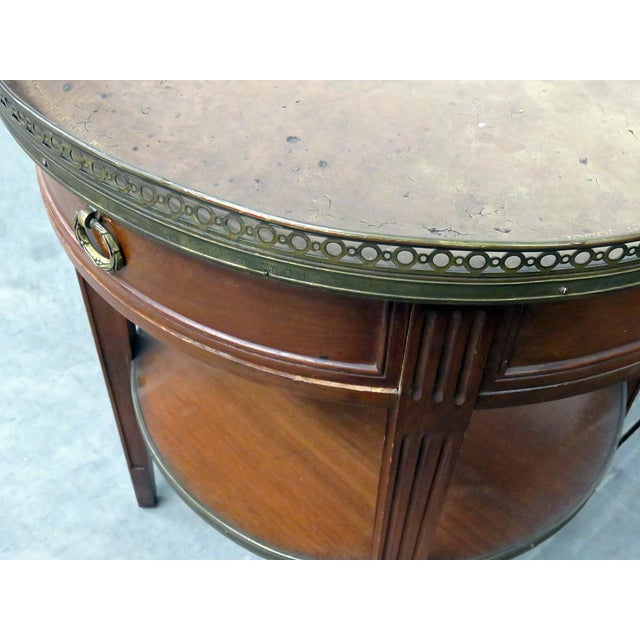 Brown 20th Century Regency Style Leather Top Bouillotte Table For Sale - Image 8 of 13