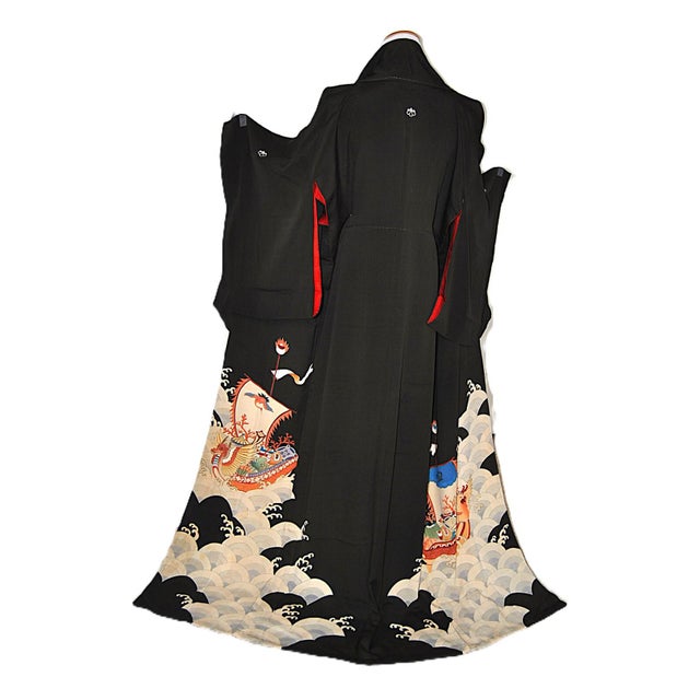 Antique Wall Display Japanese Silk Kimono Former Imperial Ka-Mons Paulownia For Sale - Image 9 of 14