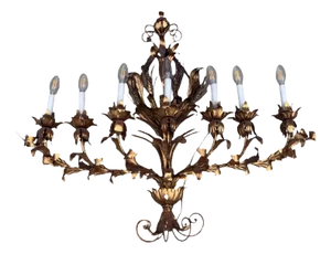Mid 20th Century Hollywood Regency Tole 7 Light Wall Sconce